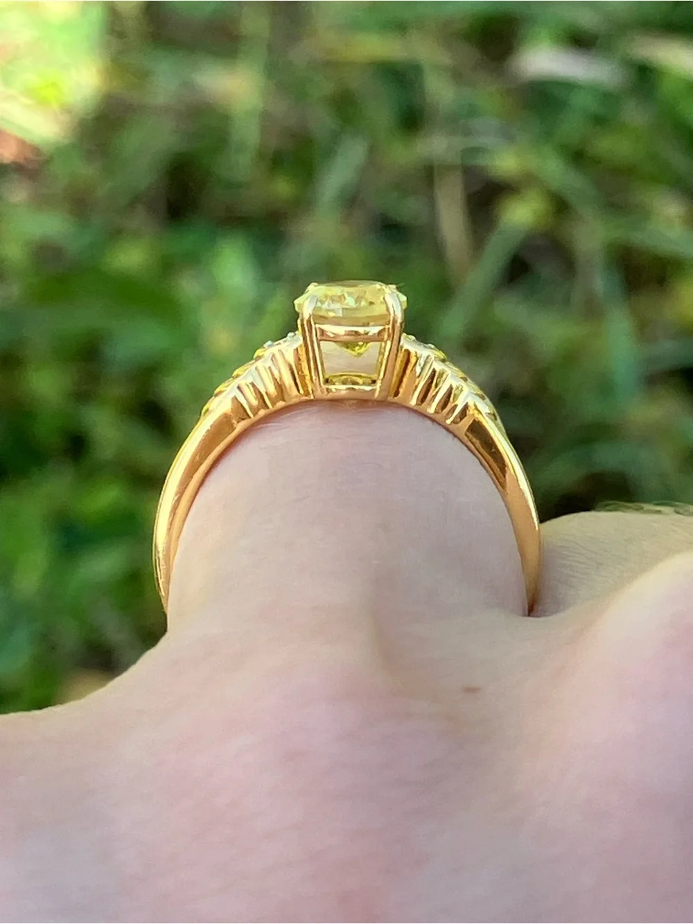 Golden Apatite Lab Grown Diamond Ring Size 7
